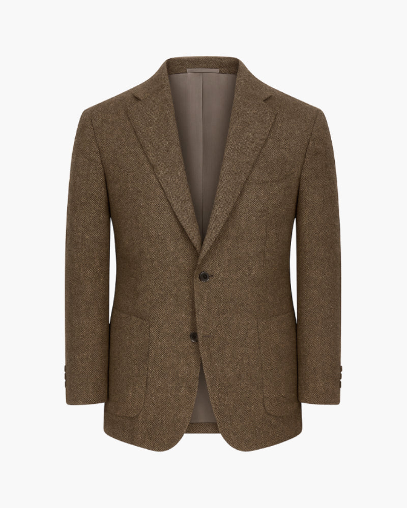 Blazer Homme En Tweed à Chevrons - Veste Simple Boutonnage, Revers En Pointe, Pour Mariage, Bureau, Occasions