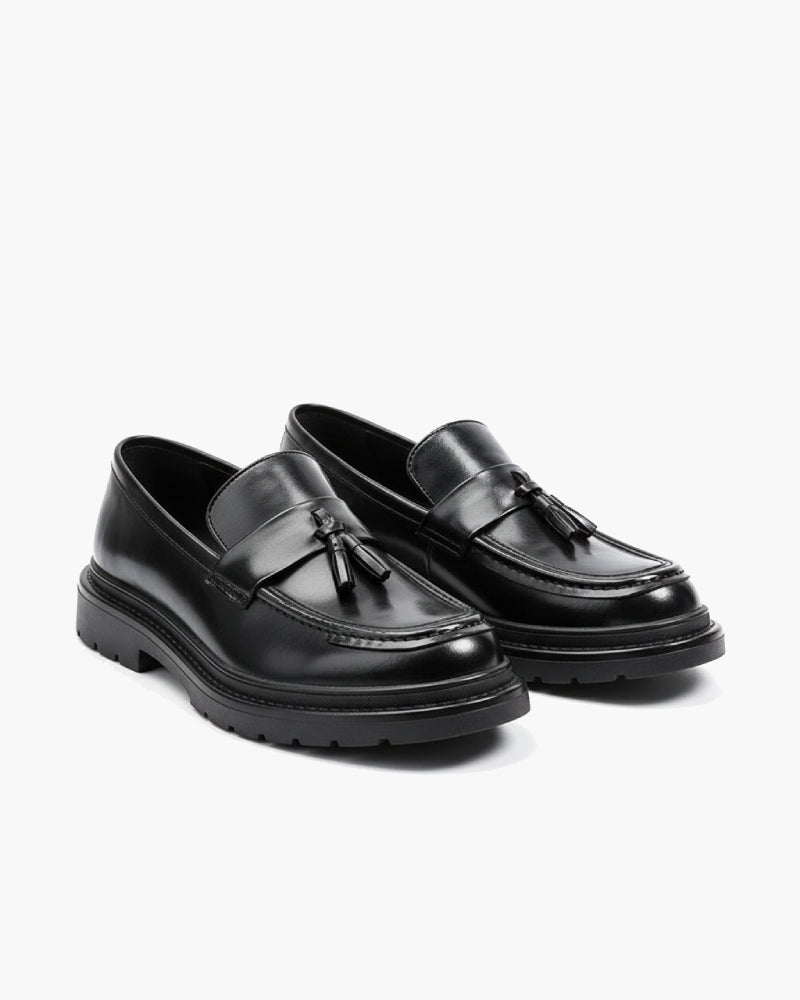 Santorini Men\'s Tassel Loafers Black Italian Leather Sz 9.5 Business Old Money Santoni Mens Tassel Loafers Size 9 Black Italian Leather  main image 4