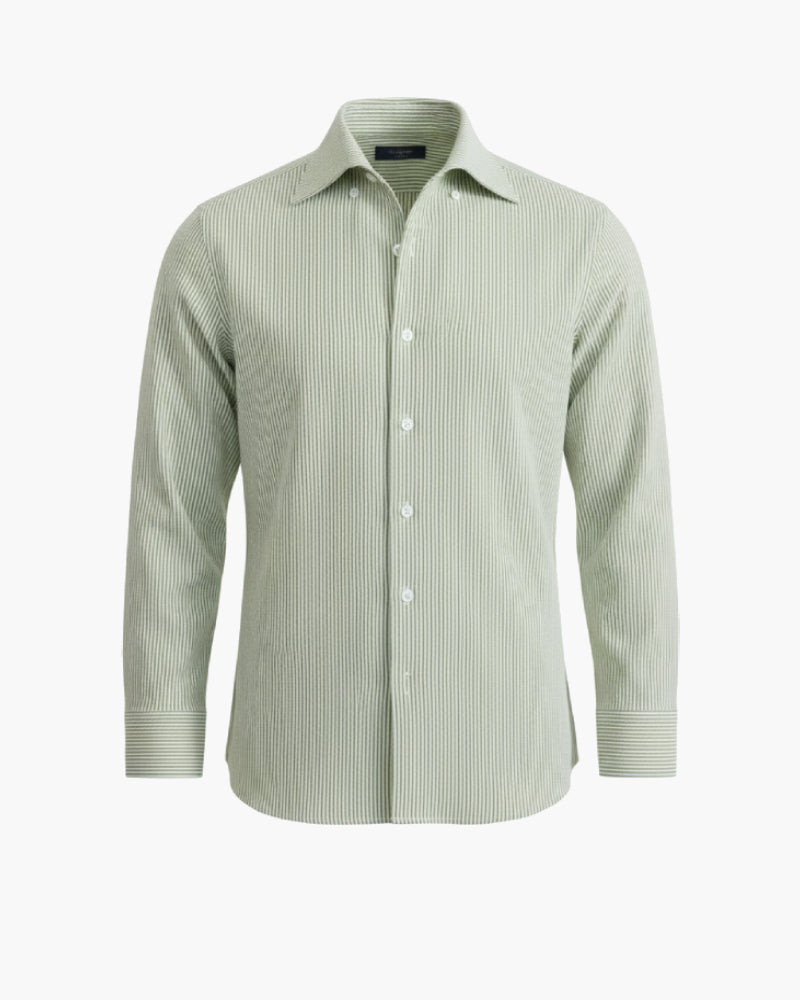 Green striped shirt for men Style Old Money Green striped shirt for men Style Old Money