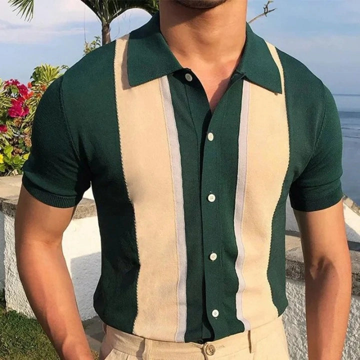 Chemise Homme Centro Verte Taille S - Nylon, Manches Courtes, Neuve Avec étiquette