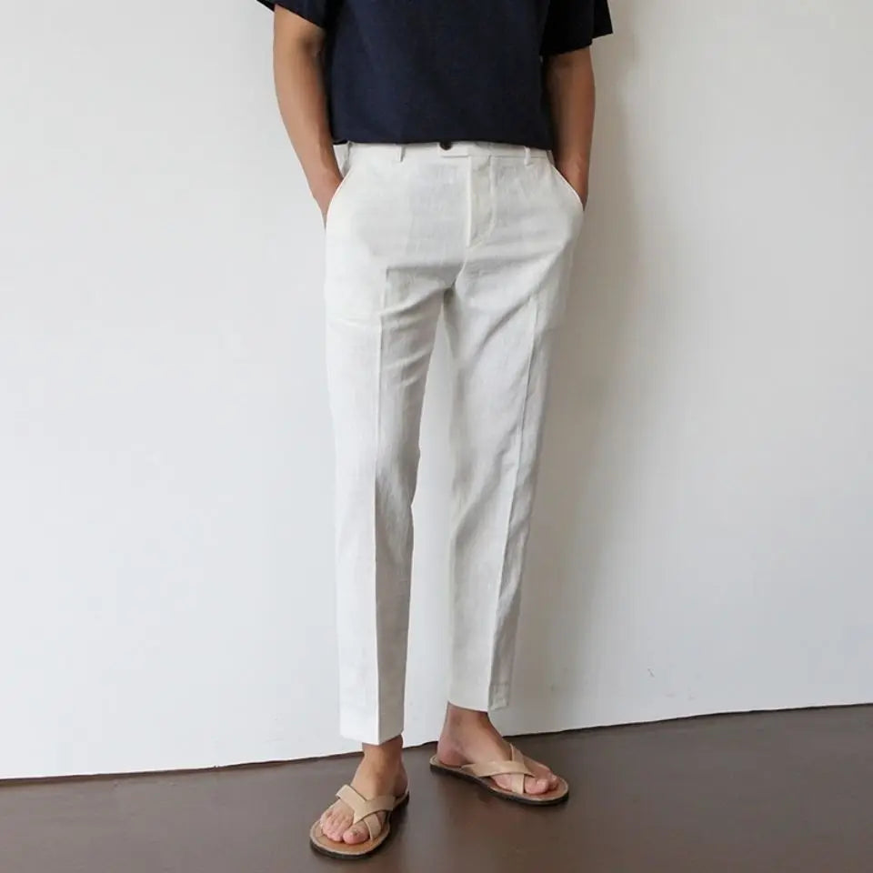 Pantalon en lin blanc homme