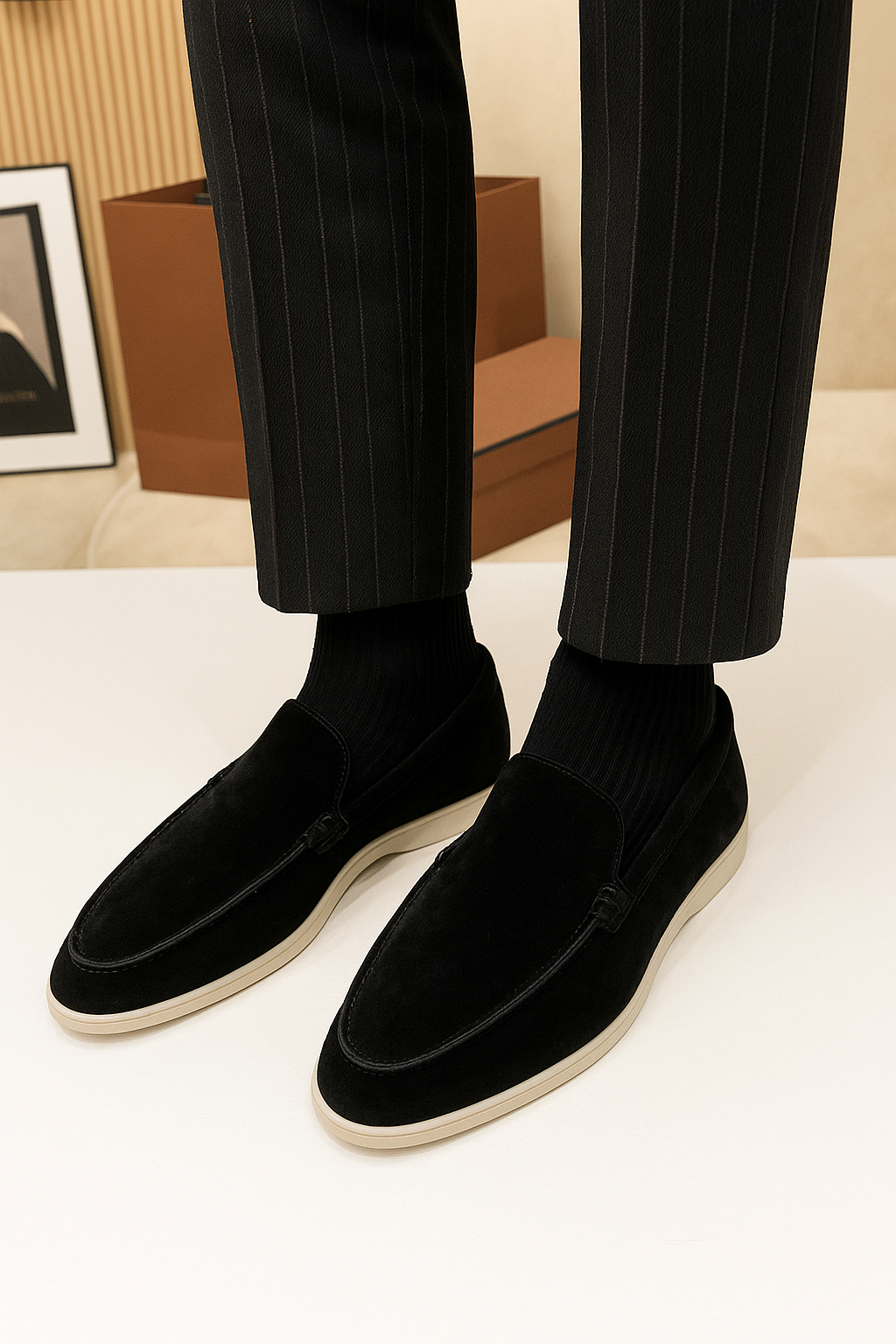 Mocassin homme daim noir