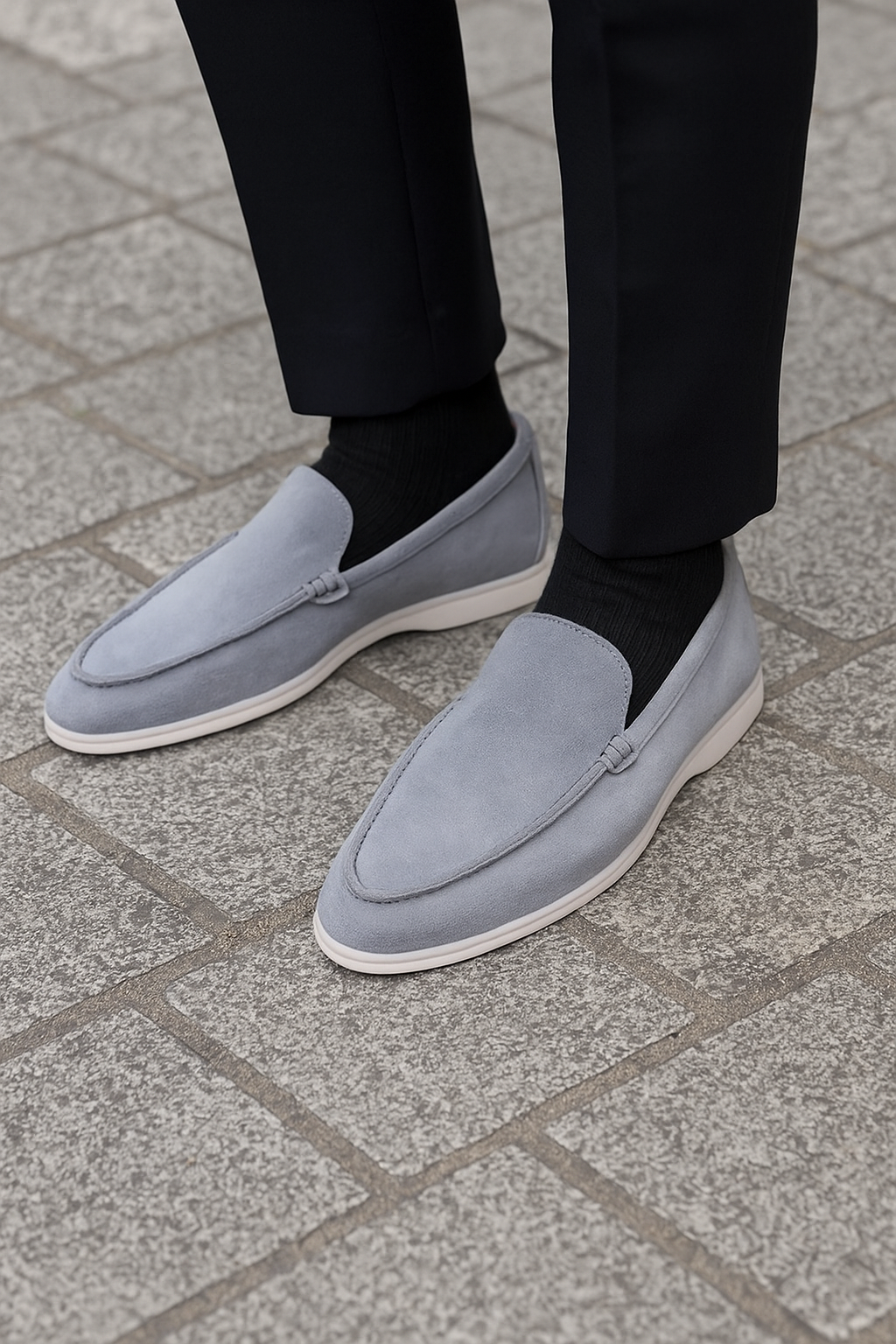 Mocassin homme daim gris