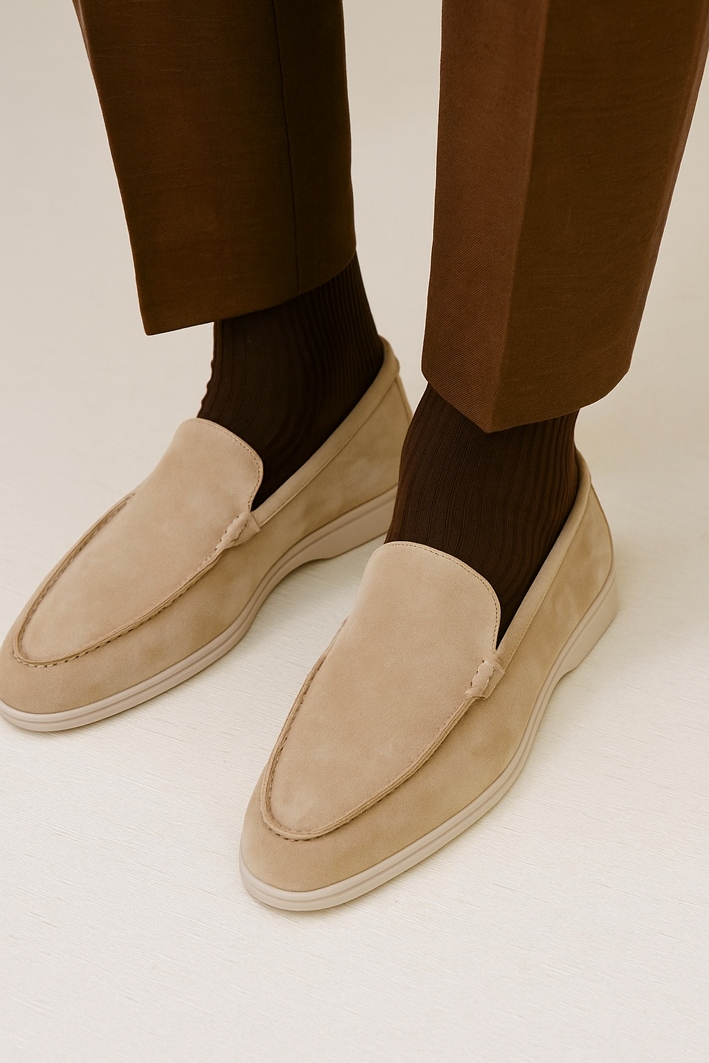 Mocassin homme daim kaki