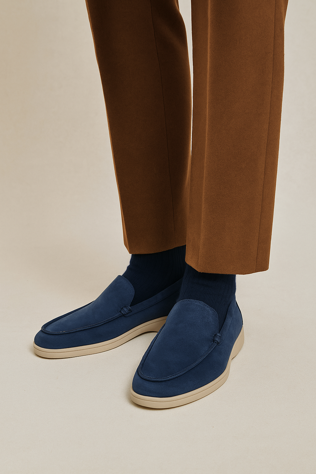 Mocassin homme daim bleu