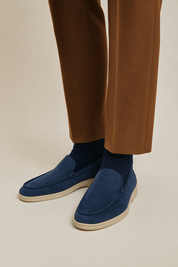 Mocassin homme daim bleu