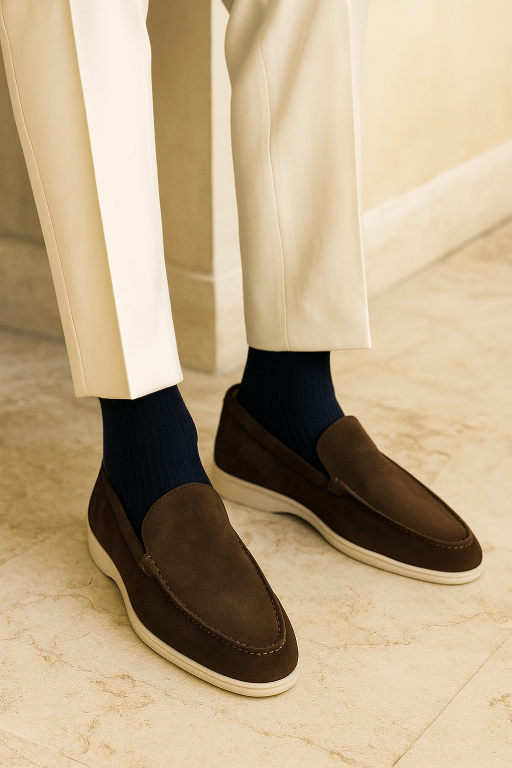 Mocassin homme daim marron