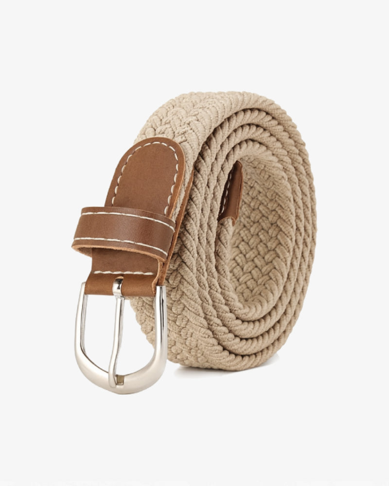 Ceinture tressée beige homme