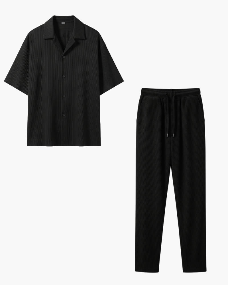 Ensemble plissé noir homme