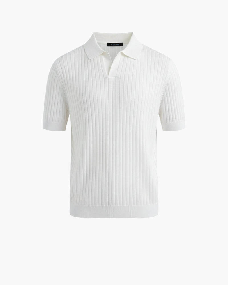White knit polo shirt