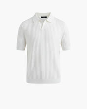 White knit polo shirt