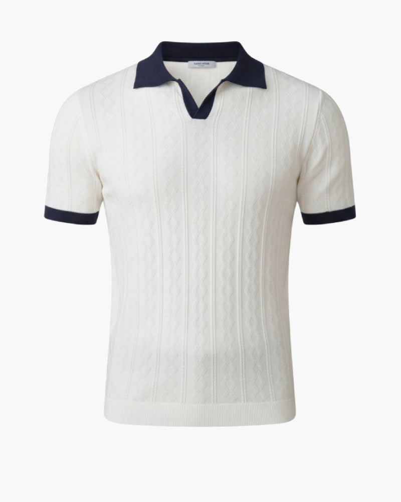 Polo blanc col bleu