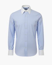 Chemise bleu col blanc homme