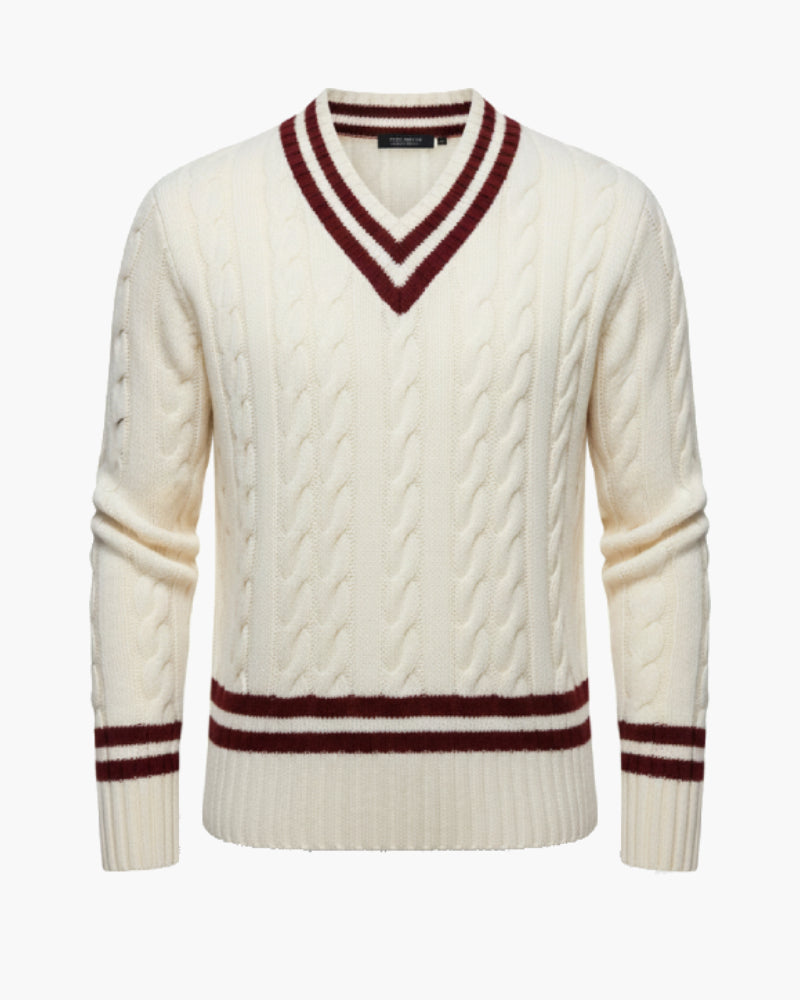 Pull tennis homme col v