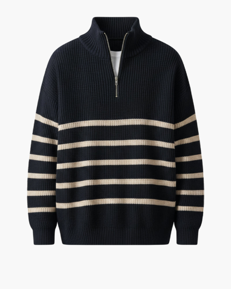 Pull rayé bleu et blanc