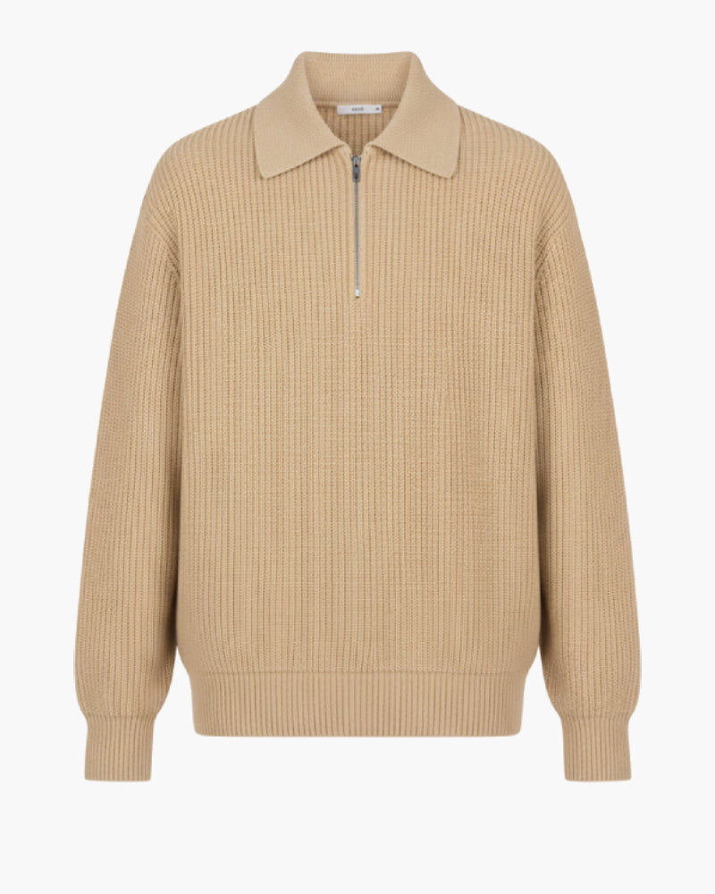 Pull homme col zippé laine