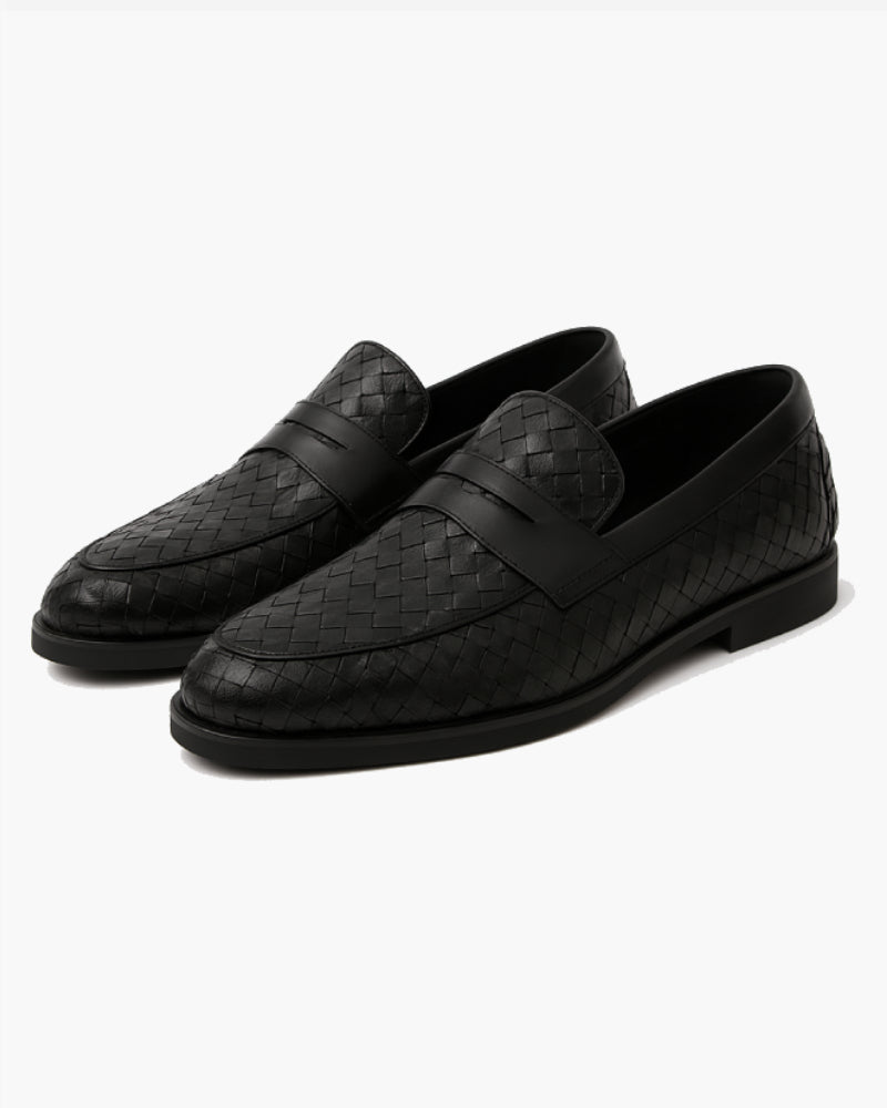 Mocassin cuir tressé homme