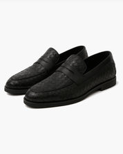 Mocassin cuir tressé homme