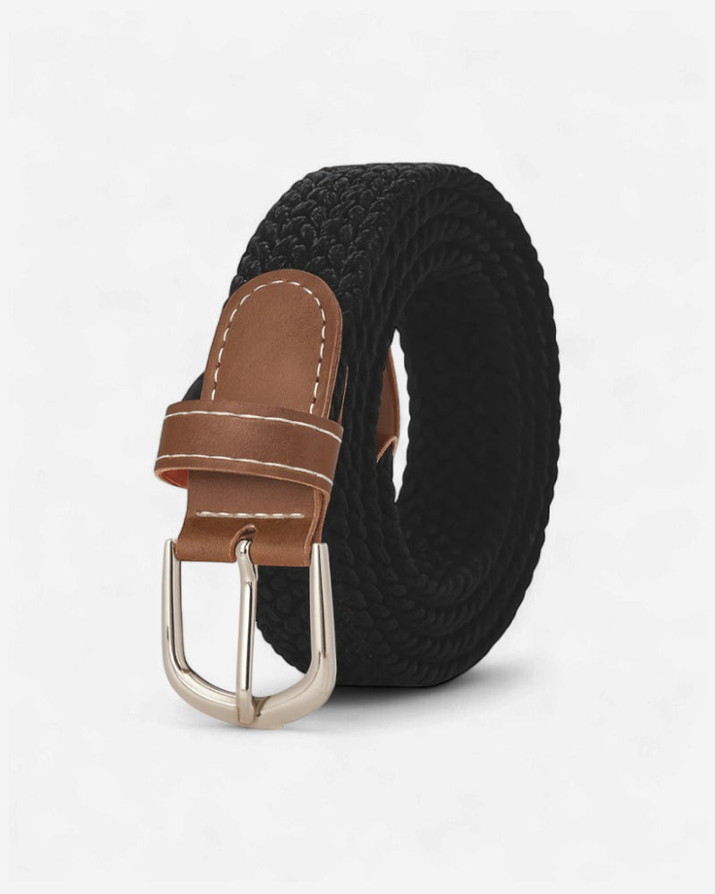 Ceinture tressée noir homme