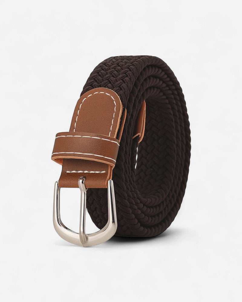 Ceinture tressée marron homme