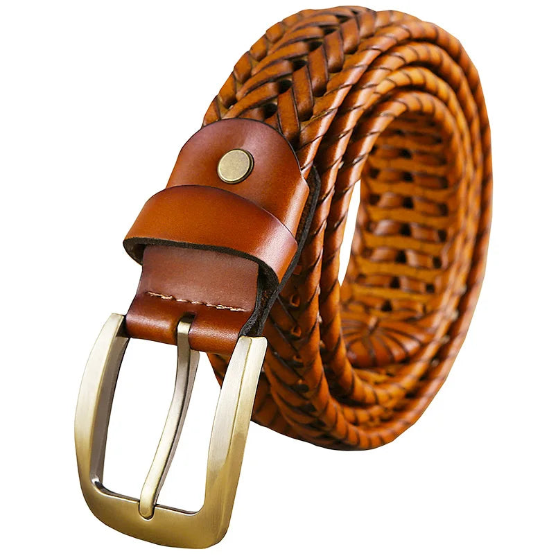 Ceinture en cuir tressé homme