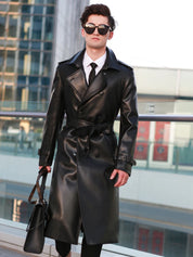 Leather trench coat homme