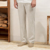 Pantalon lin beige homme
