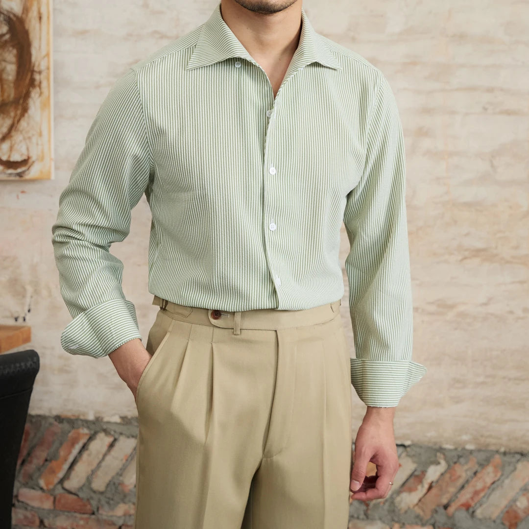 Green striped shirt for men – Style Old Money