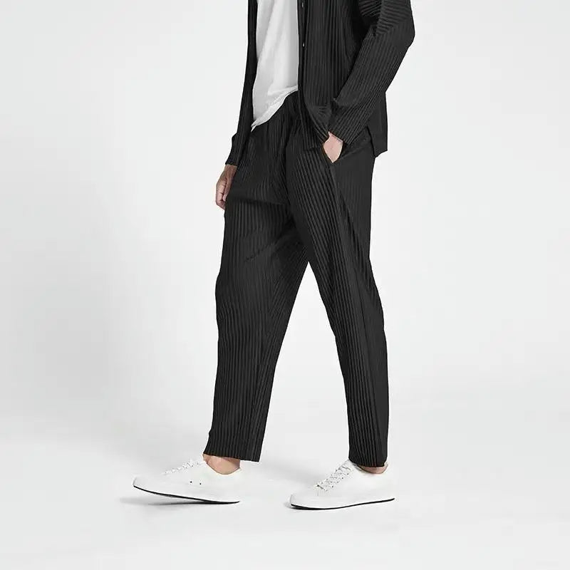 Men's black pleated pants Style Old Money Men's black pleated pants Style Old Money