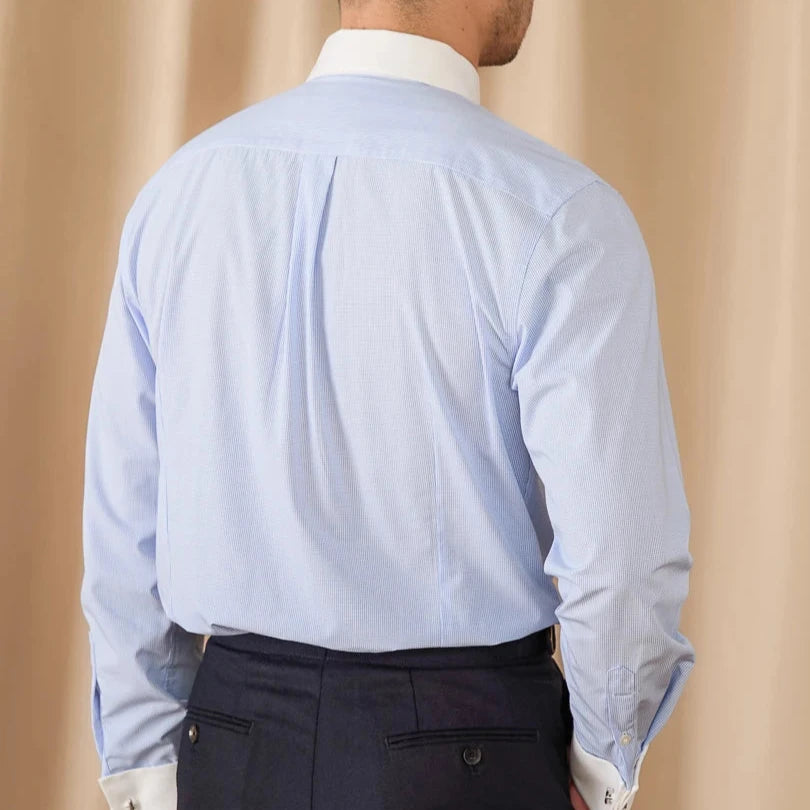 Men's blue shirt with white collar Style Old Money Men's blue shirt with white collar Style Old Money