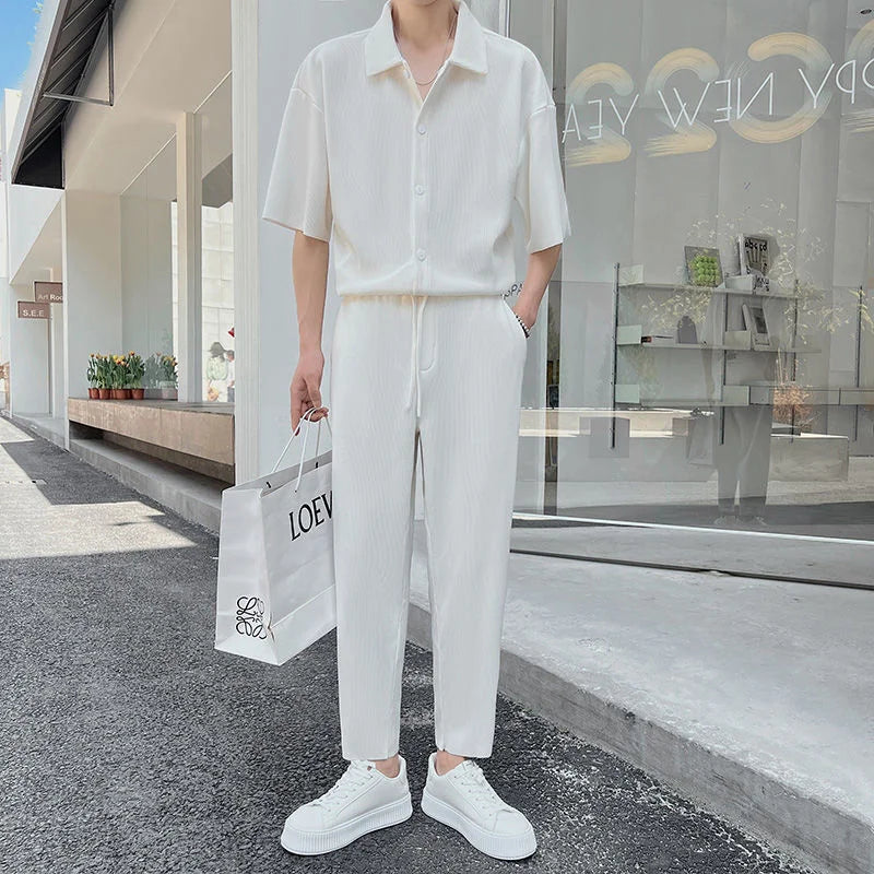 Ensemble plissé blanc homme