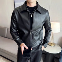 Chaqueta de cuero elegante para hombre - 4XL