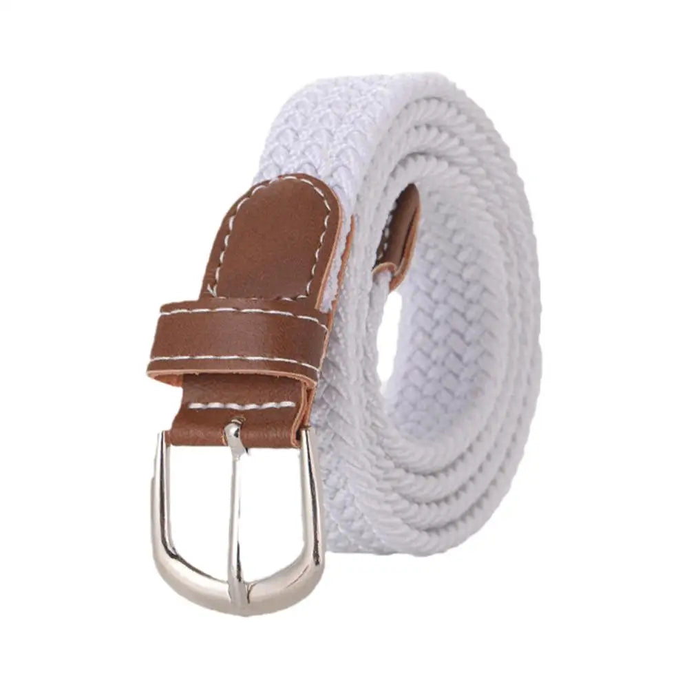 Men's white braided belt