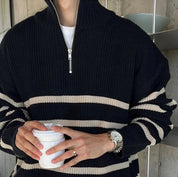 Pull rayé bleu et blanc