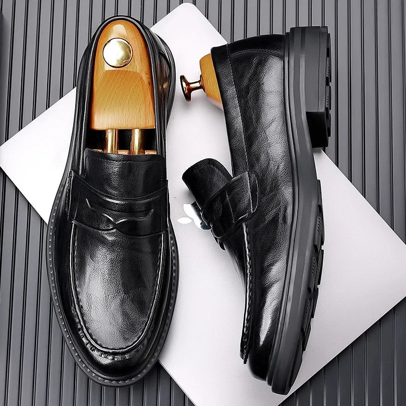 Mocassin cuir noir homme