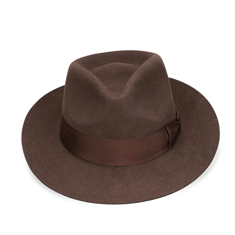 Chapeau Fedora Jazz Panama En Feutre Noir Classique - Boucle De Ceinture Élégante - Unisexe Taille Réglable