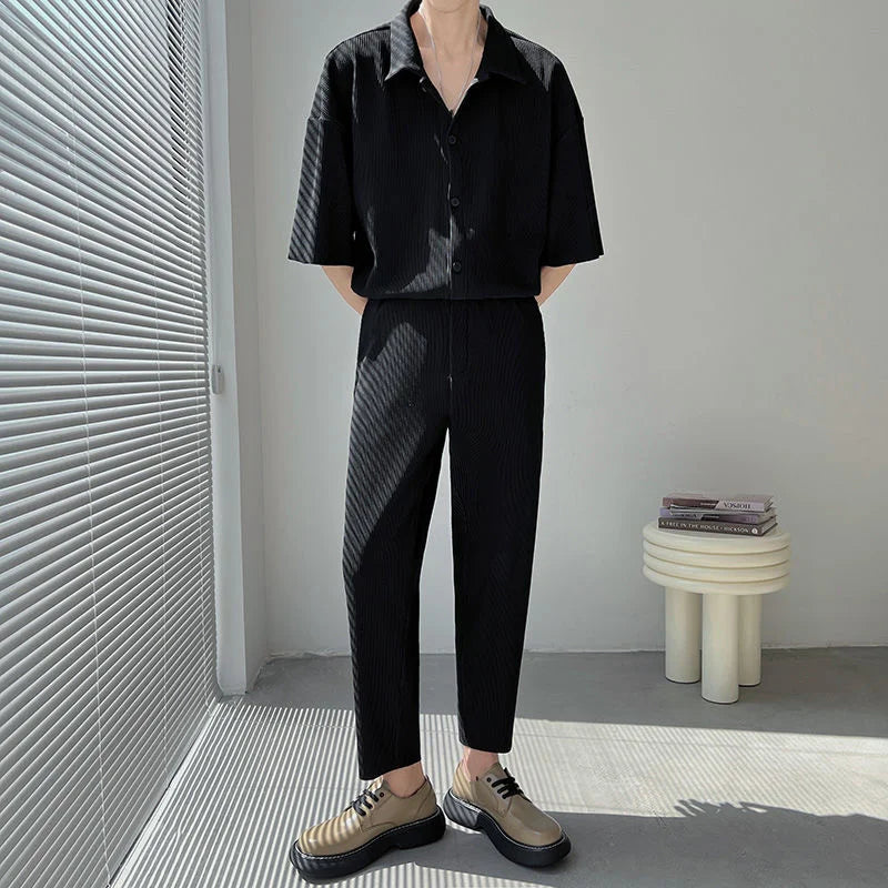 Men's black pleated set Style Old Money Men's black pleated set Style Old Money