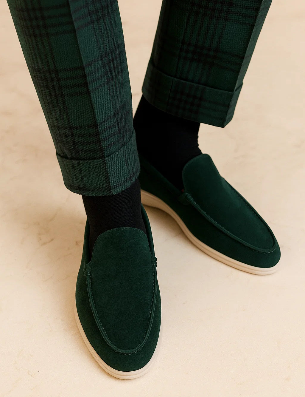 Green suede men's loafer Style Old Money Green suede men's loafer Style Old Money