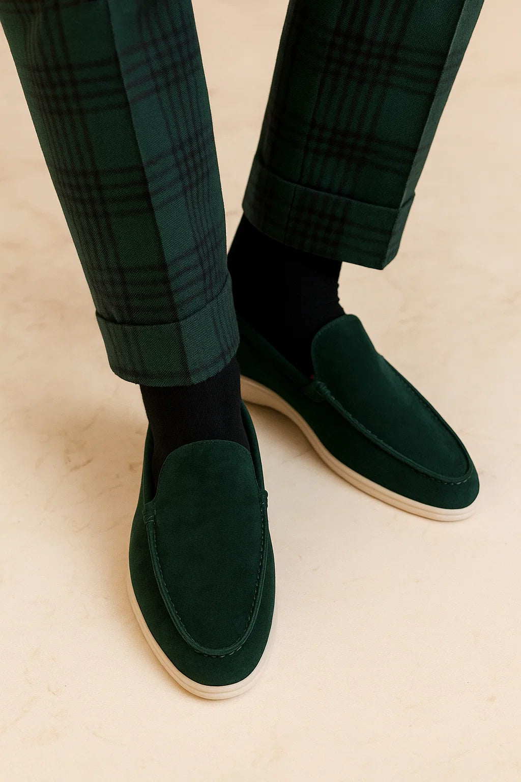 Green suede men's loafer Style Old Money Green suede men's loafer Style Old Money